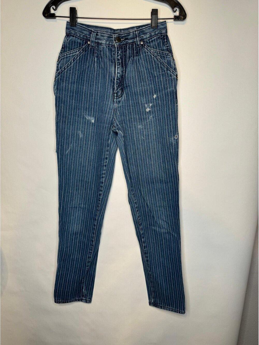 Vtg 90s Y2K Sergio Valente Indigo white / Aqua Striped High Waist Jeans